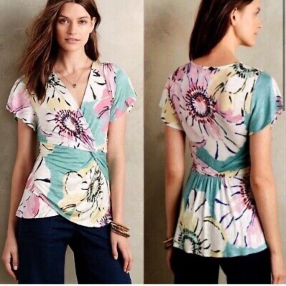 Anthro Deletta Azores Twist Knot Blouse